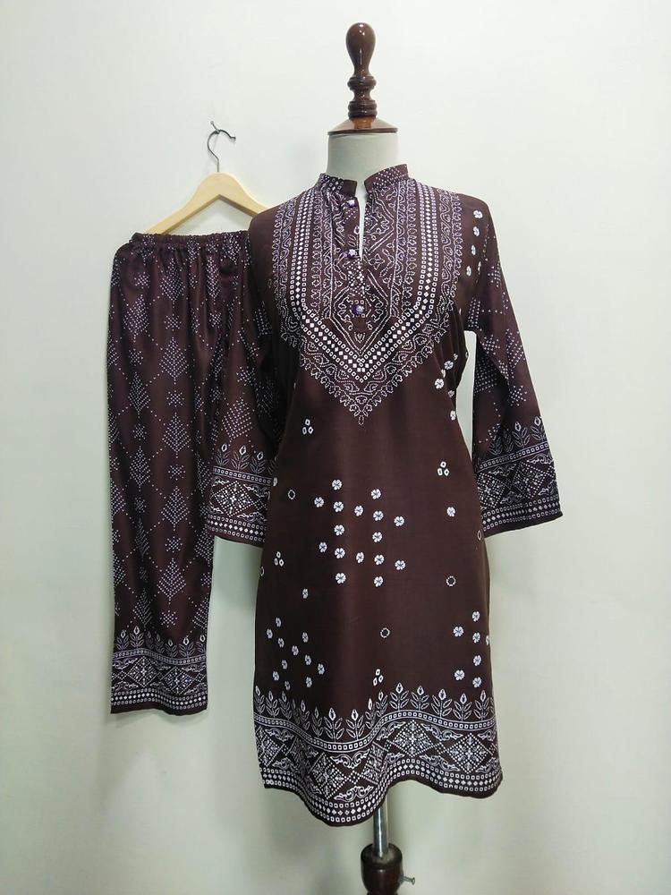 2 Pcs Women's Stitched Lawn Printed Suit