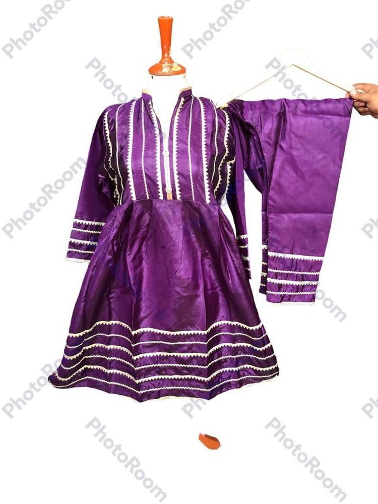 2 Pcs Women's Stitched Silk Plain Frock