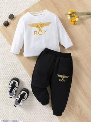 2 Pcs Boy's Blended Printed Tracksuit