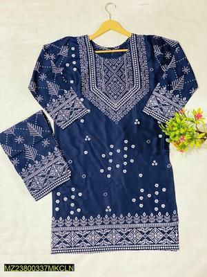 2 Pcs Women's Stitched Lawn Printed Suit