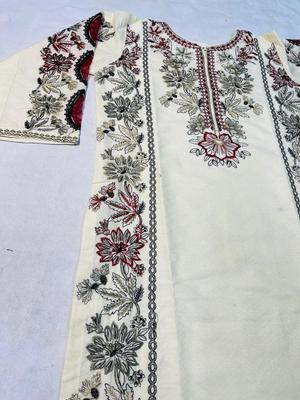 2 Pcs Women's Stitched Cotton Embroidered Shirt And Trouser