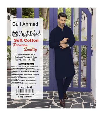 Men's Unstitched Cotton Plain Suit