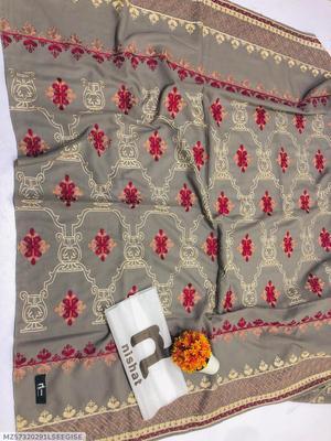 1 Pc Women's Stitched Swiss Lawn Embroidered Dupatta