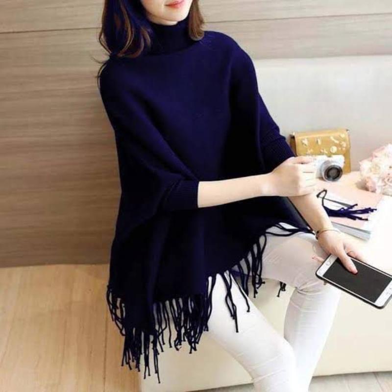 Women's Fleece Plain Poncho