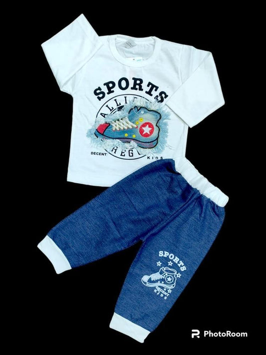 Baby Boy's Jersey Shirt And Trouser Set -