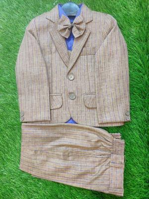 4 Pcs Boy's Stitched Cotton Plain Pant Coat