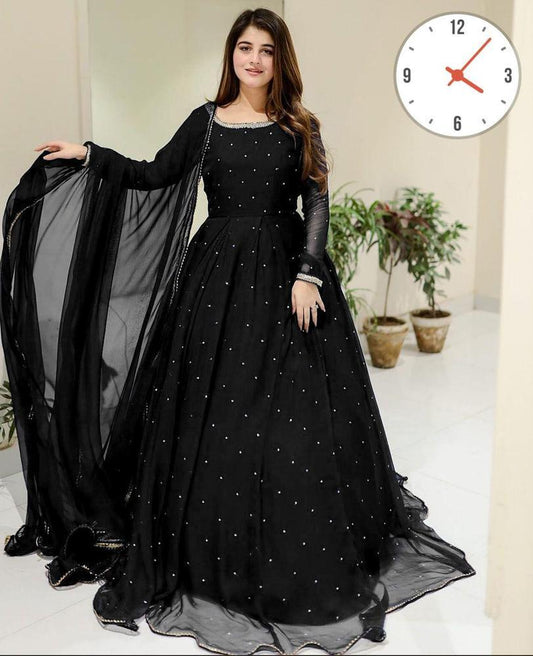 3 Pcs Women's Stitched Chiffon Embroidered Suit