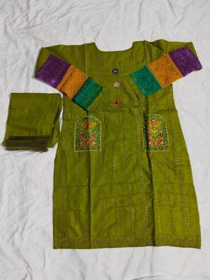 2 Pcs Women's Stitched Cotton Chikankari Embroidered Shirt And Trouser