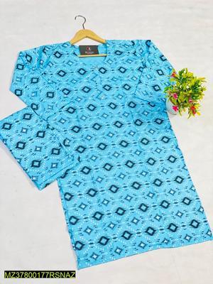 2 Pcs Women's Stitched Linen Printed Suit