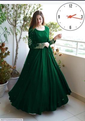 3 Pcs Women's Stitched Shamoz Silk Embroidered Gown Suit