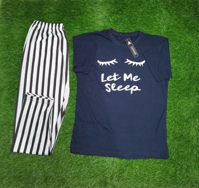 2 Pcs Women's Stitched Jersey Printed Sleep Set