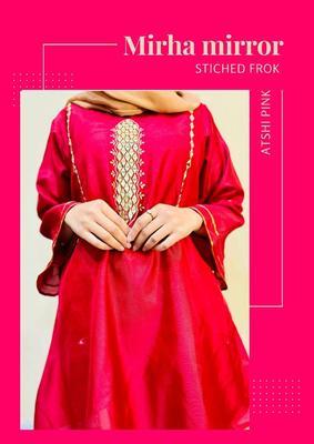 2 Pcs Women's Stitched Silk Plain Suit