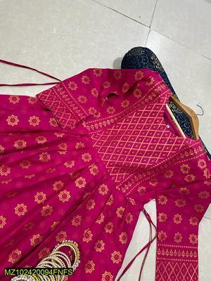 2 Pcs Women's Stitched Cotton Printed Shirt And Trouser