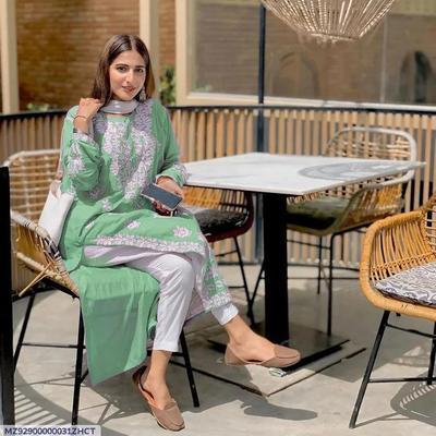 1 Pc Women's Stitched Linen Embroidered Kurta