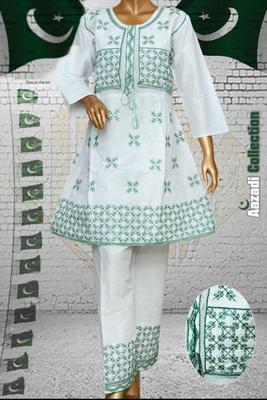 2 Pcs Women's Stitched Cotton Printed Shirt And Trouser