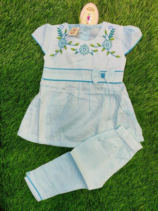 Baby Girl's Cotton Shirt And Trouser Set -