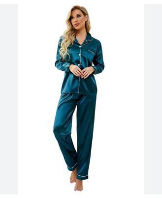 2 Pcs Women's Stitched Silk Plain Night Suit