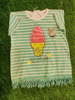 Girl's Stitched Blended Printed T-Shirt