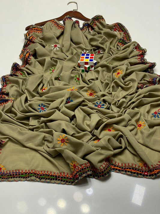 Women's Swiss Embroidered Border Shawl