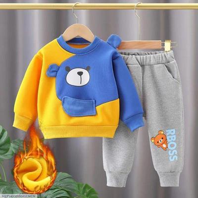 2 Pcs Boy's Fleece Printed Tracksuit