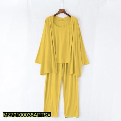 3 Pcs Women's Stitched Cotton Jersey Plain Sleepwear