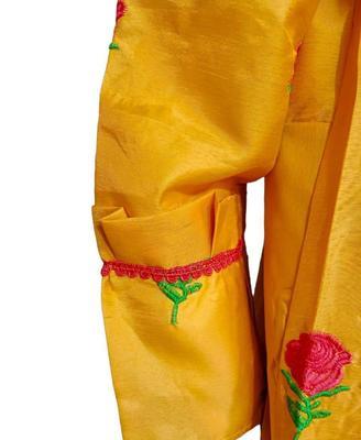 3 Pcs Women's Stitched Katan Silk Embroidered Gown Suit