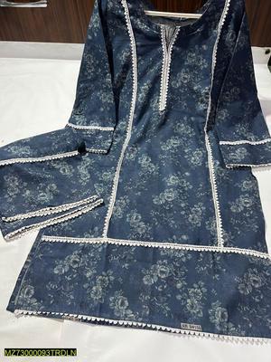 2 Pcs Women's Stitched Dhanak Printed Suit