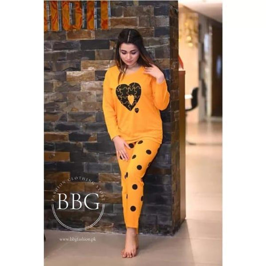 2 Pcs Women's Stitched Cotton Jersey Printed Night Suit