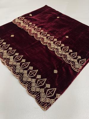 Women's Velvet Embroidered Border Shawl