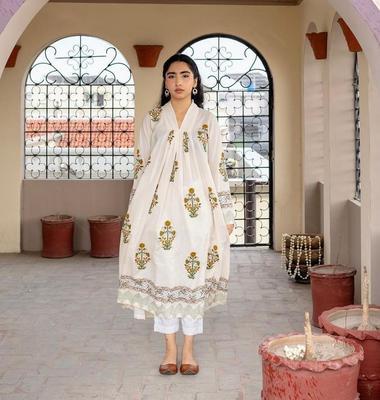 3 Pcs Women's Stitched Katan Silk Embroidered Maxi Suit