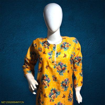 2 Pcs Women's Stitched Cotton Printed Shirt And Trouser