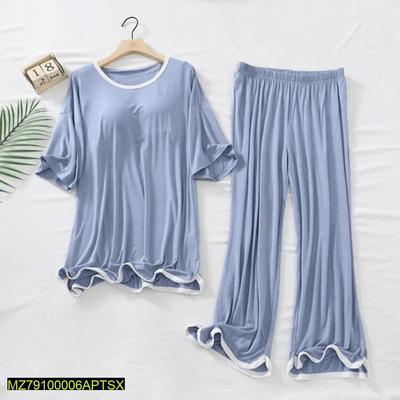 2 Pcs Women's Stitched Cotton Jersey Printed Sleepwear