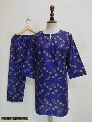 2 Pcs Women's Stitched Cotton Lawn Printed Shirt And Trouser