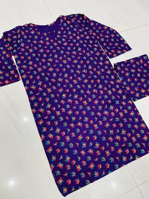 2 Pcs Women's Stitched Linen Printed Suit