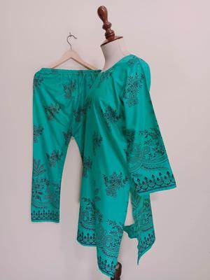 2 Pcs Women's Stitched Lawn Printed Shirt And Trouser