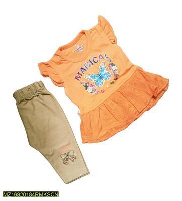 Baby Girl's Cotton Blended Shirt And Trouser Set -