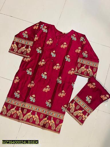 2 Pcs Stitiched Linen Printed Suit