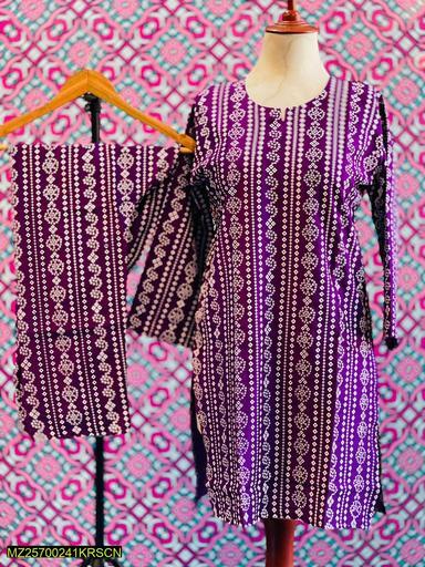 2 Piece Arabic Lawn Block Printed Chunri