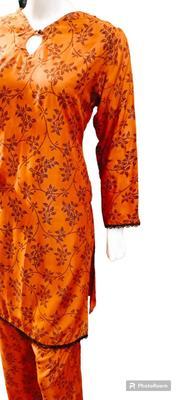 2 Pcs Women's Stitched Cotton Lawn Block Printed Shirt And Trouser