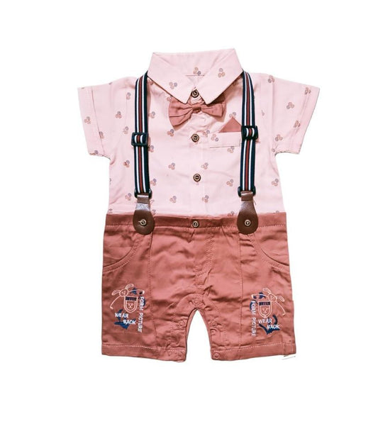 1 PC Baby Boy Stitched Printed Gales Bow Style Romper Set