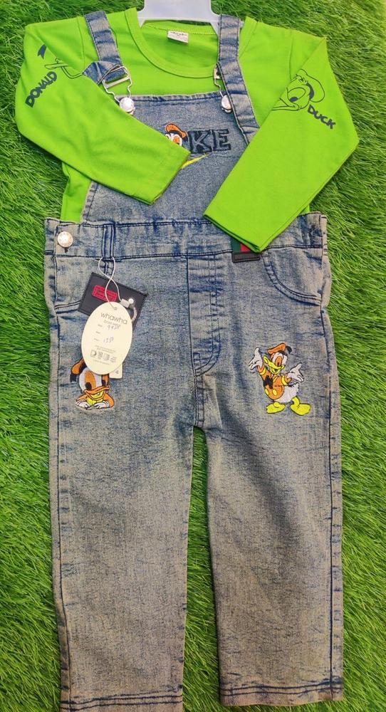 Baby Boy's Denim Printed Romper Set