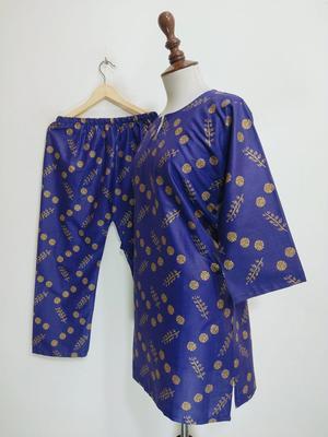 2 Pcs Women's Stitched Cotton Lawn Printed Shirt And Trouser