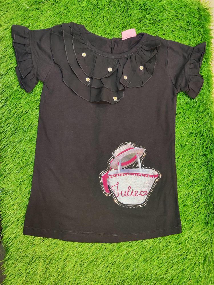 Girl's Stitched Blended Printed T-Shirt