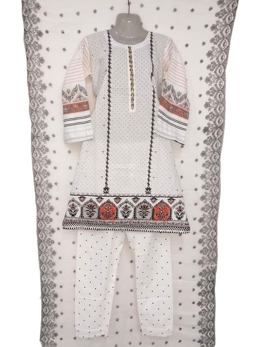 3 Pcs Women's Stitched Cotton Digital Print Suit