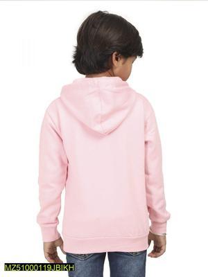 1 Pc Boy's Stitched Fleece Plain Hoodie, Pink