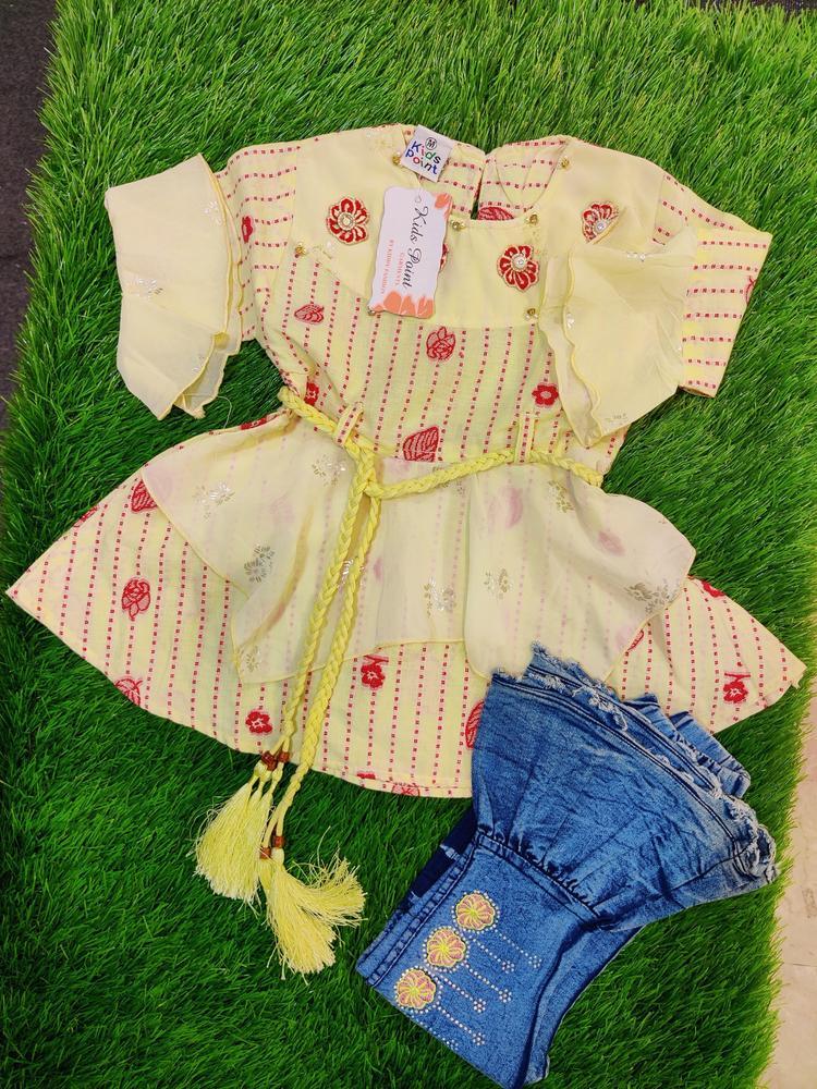 Girl's Cotton Embroidered Shirt And Trouser Set