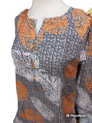 2 Pcs Women's Stitched Linen Printed Suit