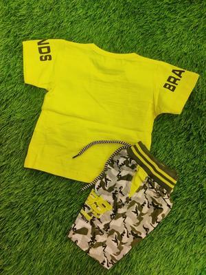 Baby Boy's Cotton Blended Printed T-Shirt And Knicker Set