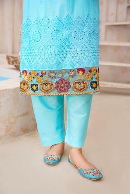 2 Pcs Women's Stitched Cotton Lawn Embroidered Shirt And Trouser