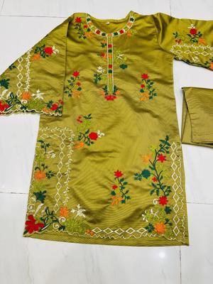 2 Pcs Women's Stitched Khaadi Embroidered Suit